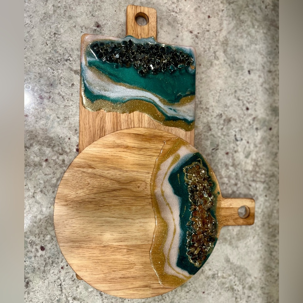 Wooden Cheese Board with Resin Art